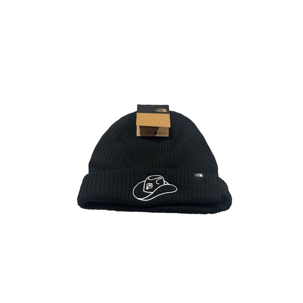 The North Face Circular Rib Beanie Hat Black One Size Lined Solid